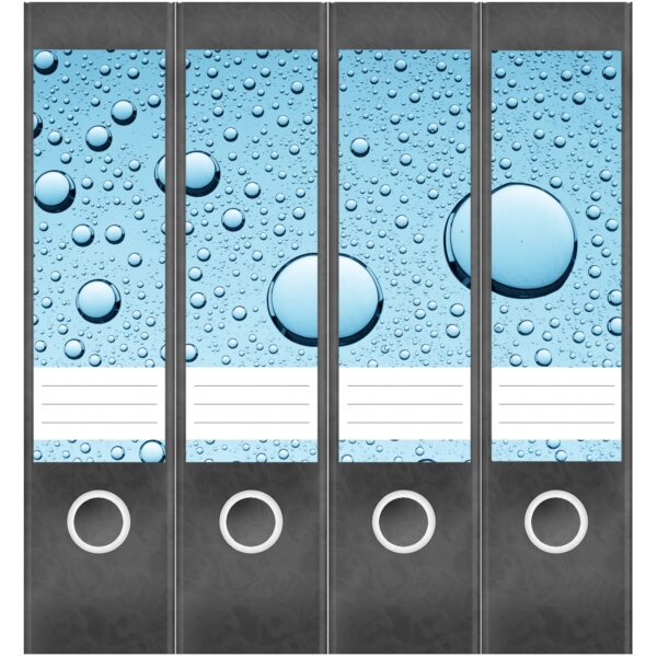 Etiketten für Ordner | Wasser auf Glas | 4 breite Aufkleber für Ordnerrücken | Selbstklebende Design Ordneretiketten Rückenschilder