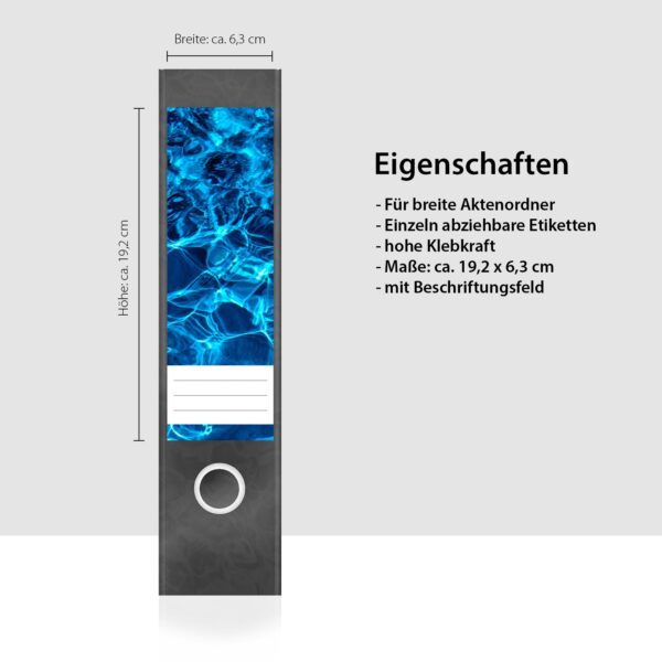 Etiketten für Ordner | Pool | 4 breite Aufkleber für Ordnerrücken | Selbstklebende Design Ordneretiketten Rückenschilder