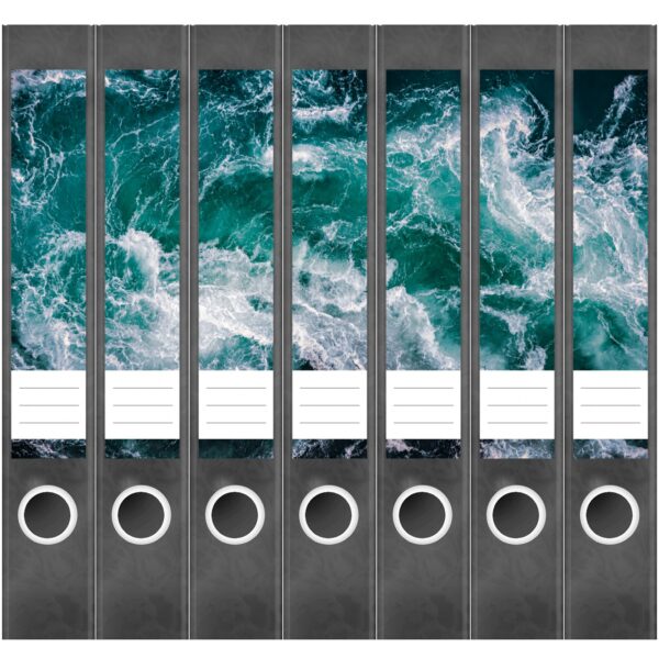 Etiketten für Ordner | Ozean von oben 3 | 7 Aufkleber für schmale Ordnerrücken | Selbstklebende Design Ordneretiketten Rückenschilder