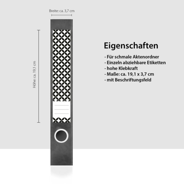 Etiketten für Ordner | Deko 1 Muster Mix | 7 Aufkleber für schmale Ordnerrücken | Selbstklebende Design Ordneretiketten Rückenschilder